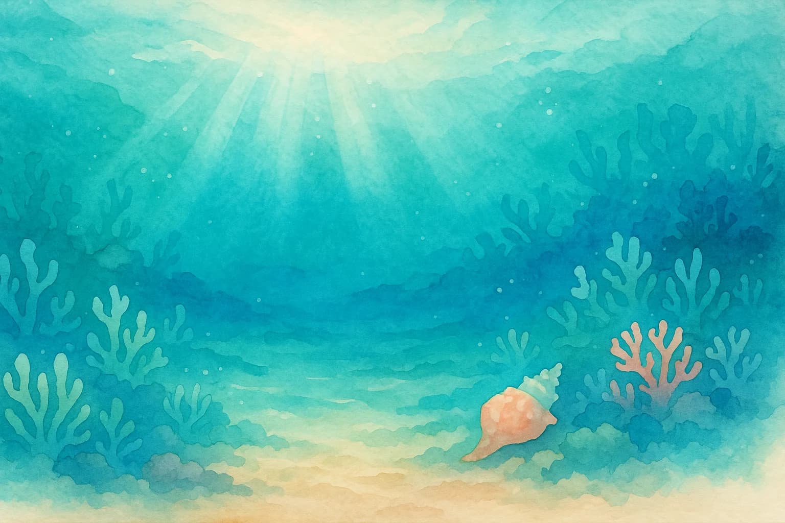 Underwater watercolor illustration
